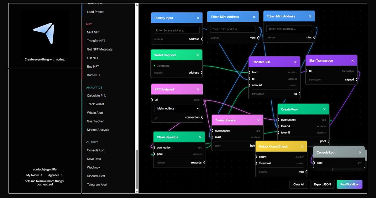 agntlife's tweet photo. Create Web3 dapps easier than ever.

You can simply connect the nodes to build your next banger.

More nodes, more workflows, and more automation are coming! https://t.co/bnU4XXylfN