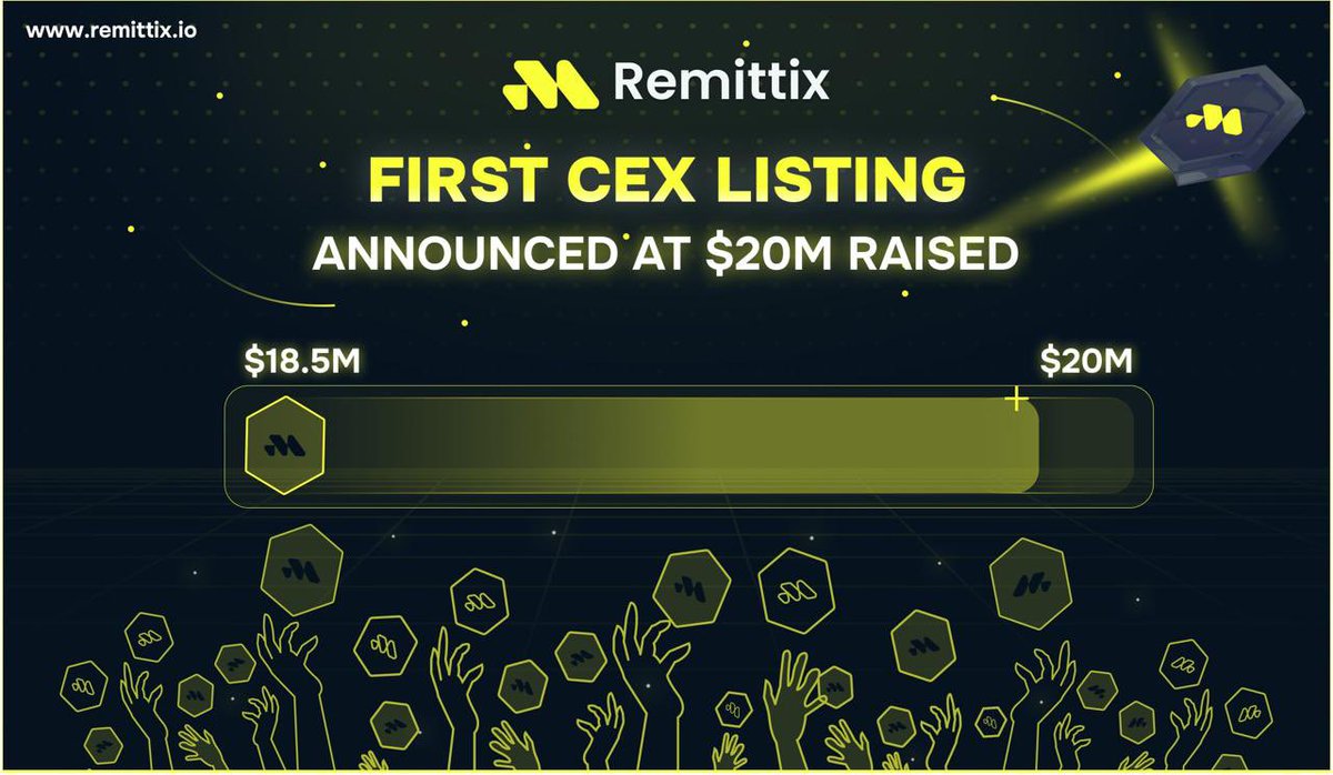 🚨 $20M Presale Milestone Incoming = First CEX Listing Reveal! 🚨

Remittix is closing in on the $20,000,000 raised mark - and when we hit it, we’ll be dropping HUGE news...

💥 Our FIRST Centralized Exchange (CEX) Listing Announcement 💥

This will be the first confirmed