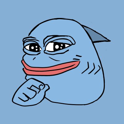 BLUB Sui Meme 代币吉祥物 - 一只带着自鸣得意表情的蓝色鲨鱼卡通形象
