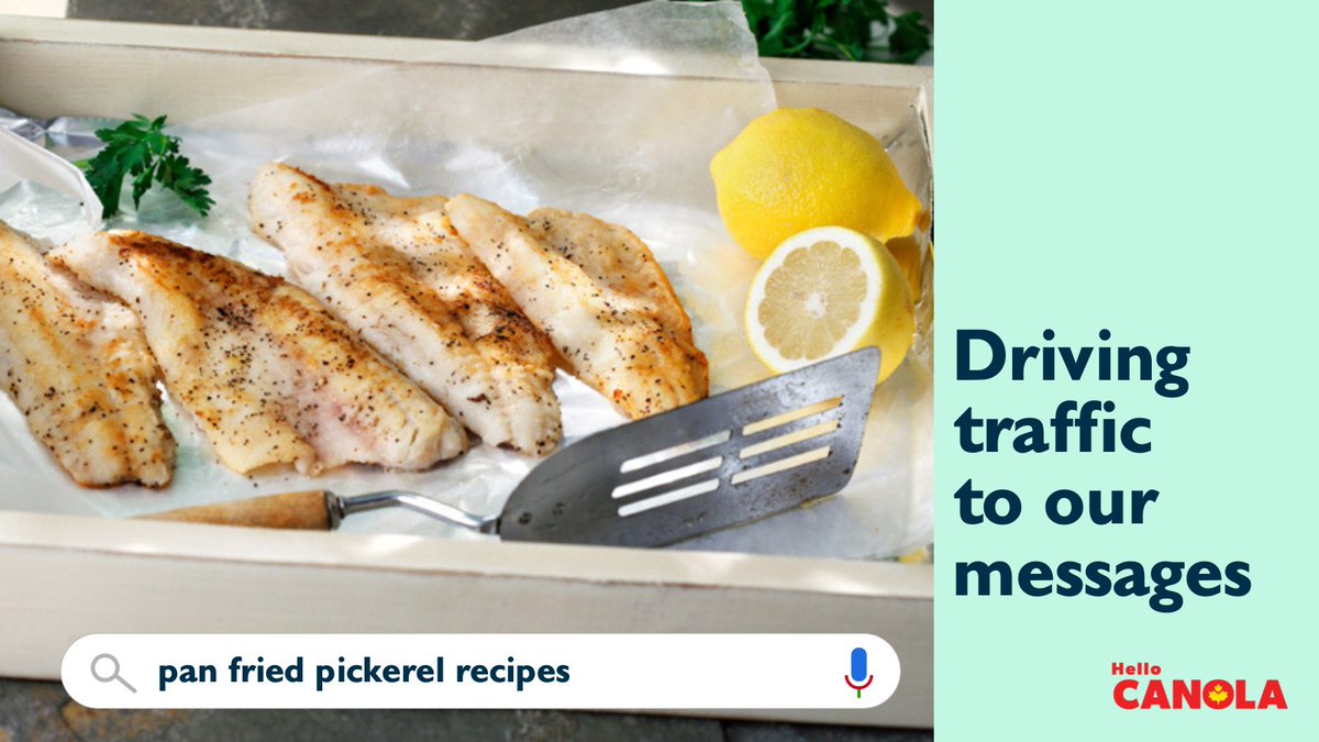 Pan-Fried Pickerel is more than just a tasty summer recipe. It’s also the top traffic driver to the Hello Canola website during the summer months. Recipes like this are a key entry point for visitors. Many come looking for cooking inspiration and end up discovering much more.