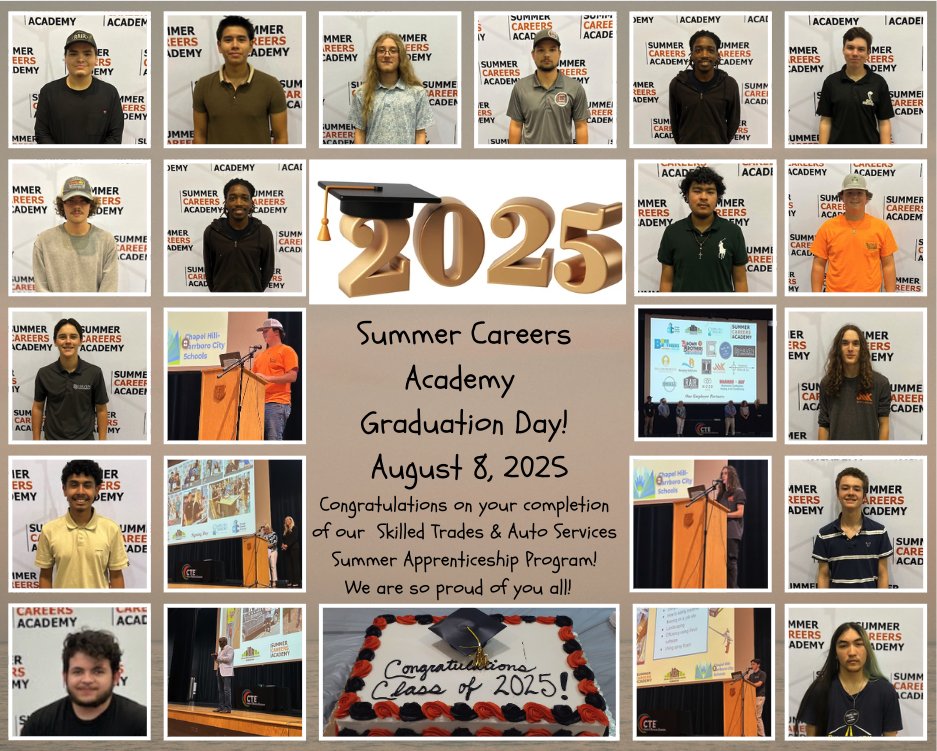 CHCCS Career Development Coordinator (@chccs_cte) on Twitter photo Congratulations to our Summer Careers Academy Graduates! We had 17 graduates complete our summer apprenticeship program in the skilled trades and auto services industry. Thank you to our employers, Home Builders Association, Chapel Hill Tire and OCS & CHCCS CTE! <a href="/chccs/">Chapel Hill-Carrboro City Schools</a> Congratulations to our Summer Careers Academy Graduates! We had 17 graduates complete our summer apprenticeship program in the skilled trades and auto services industry. Thank you to our employers, Home Builders Association, Chapel Hill Tire and OCS & CHCCS CTE! <a href="/chccs/">Chapel Hill-Carrboro City Schools</a>