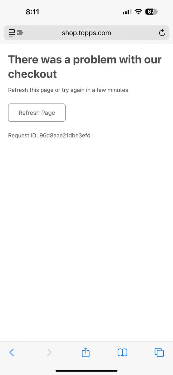 Marscards3rd's tweet photo. @Topps how am I supposed to be able to purchase a product when your website can’t handle it. This is ridiculous! https://t.co/tpVNOwqupp
