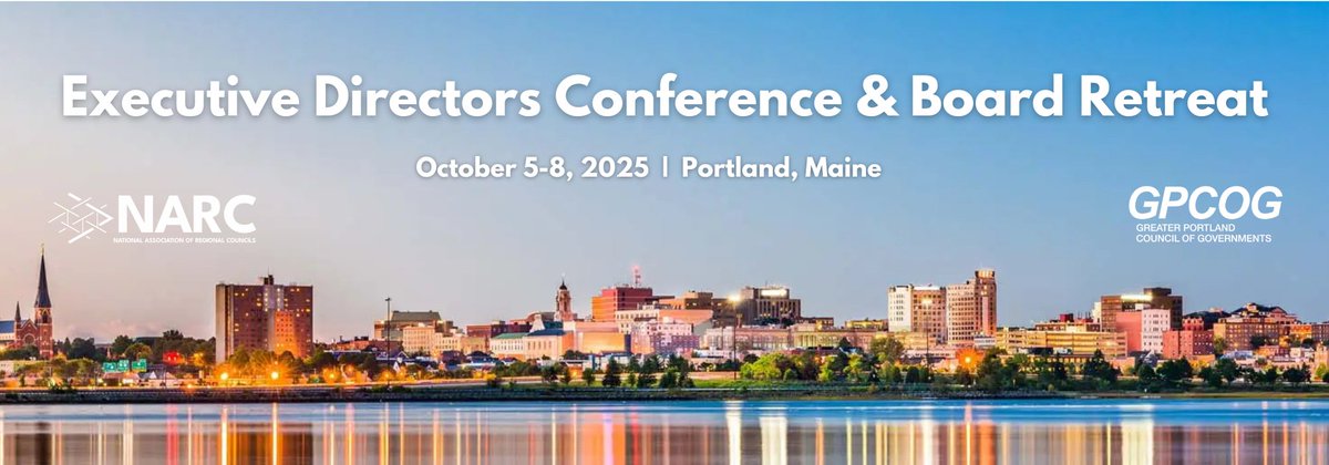 Executive Directors Conference draft agenda is now live!📅lnkd.in/d7wEbwf3 📅

Hosted by <a href="/GPCOG207/">Greater Portland Council of Governments</a>  in Portland, Maine, this event connects, inspires, and prepares executive directors to lead regions across the country.

Register Here: lnkd.in/gk98F8qq