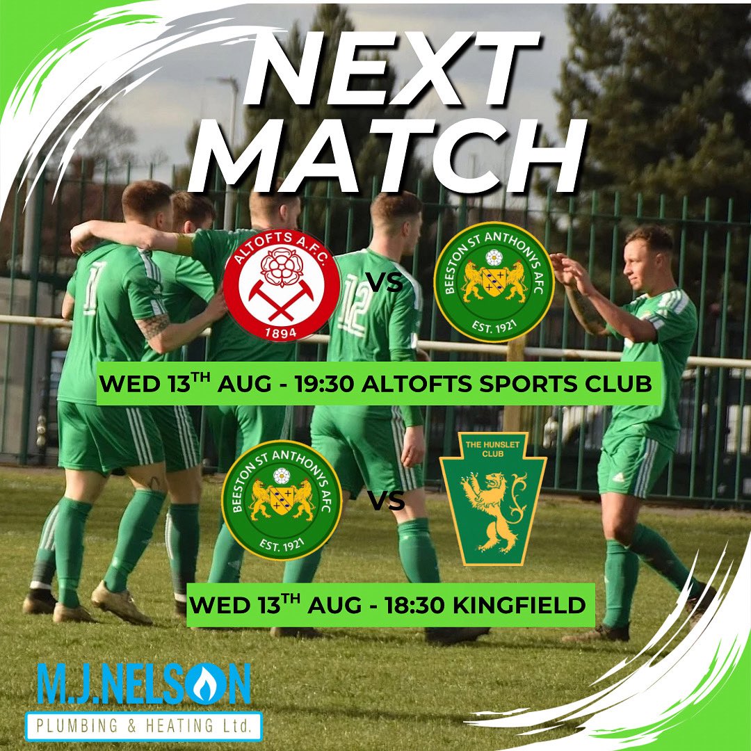 Both teams in action on Wednesday

First team travel to Altofts looking to carry on from Saturdays performance

Reserve team get their season underway welcoming local rivals Hunslet 

💚