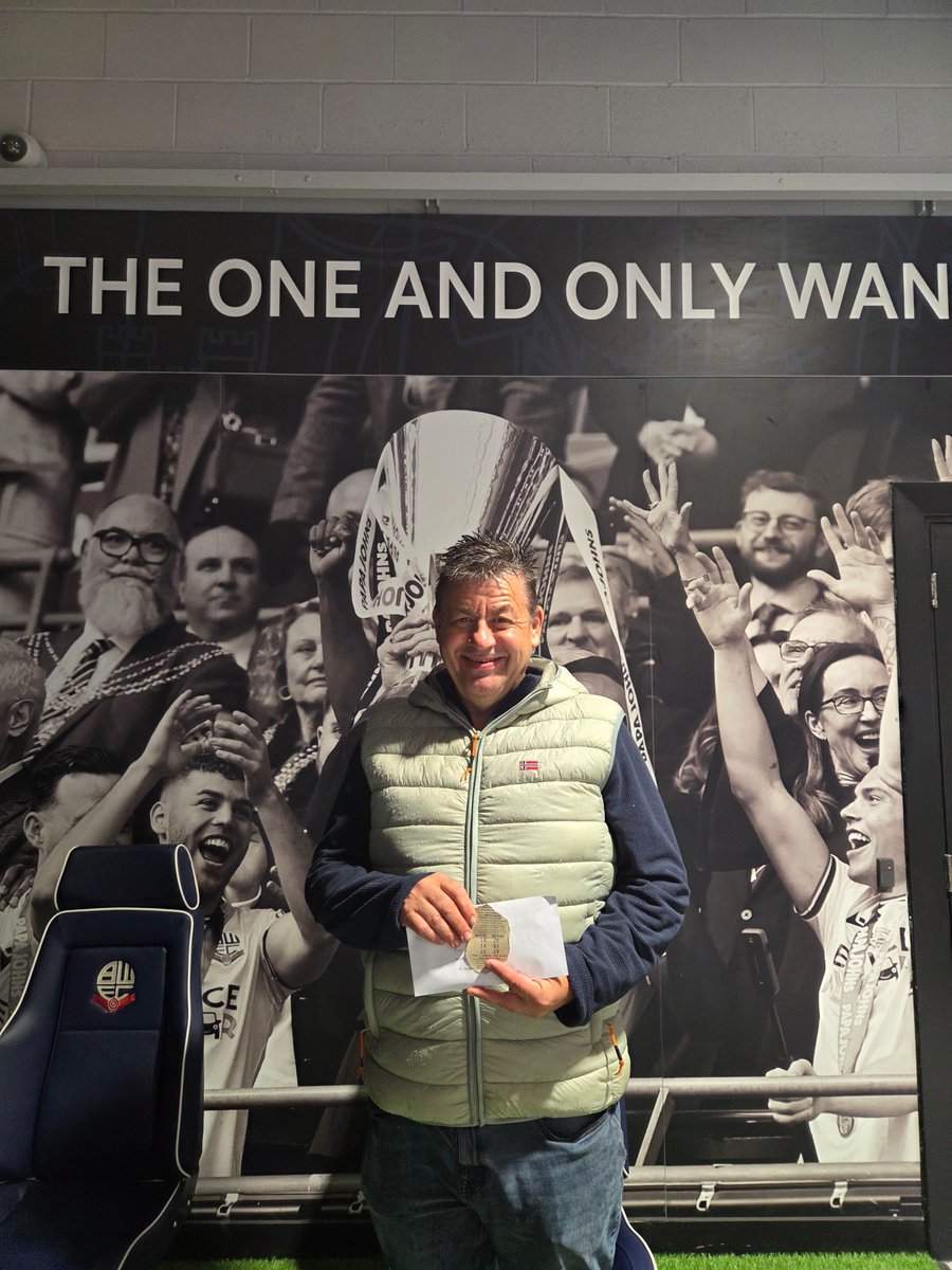 First Golden Goal winner of the season is Neil Hooton of Morecambe who wins £500 with ticket showing 19mins and 43 secs. Neil has a box on the West Stand which he shares with family, friends and colleagues from his business HGV Driver Group. Congrats Neil 😄 #bwfc