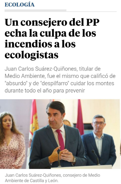 JulianMaciasT's tweet photo. Este es Juan Carlos Suárez-Quiñones. El Consejero de Medio Ambiente de CyL que se fue a comer a Gijón mientras miles de hectáreas eran arrasadas por incendios. Cree que invertir en bomberos es un despilfarro y que los incendios son culpa de los ecologistas. https://t.co/0xtC39OWf5