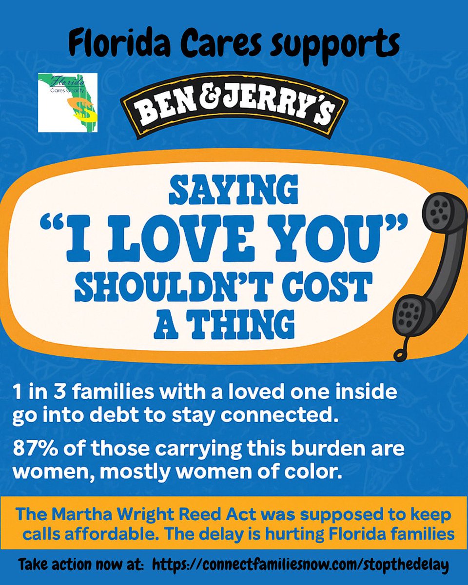 💙 1 in 3 families with a loved one inside go into debt just to say “I love you.”
The delay in fair phone rates is hurting FL families now. Take action: connectfamiliesnow.com/stopthedelay #floridacares #beattheheat #visitaprison #justicereform #MarthaRightReedAct