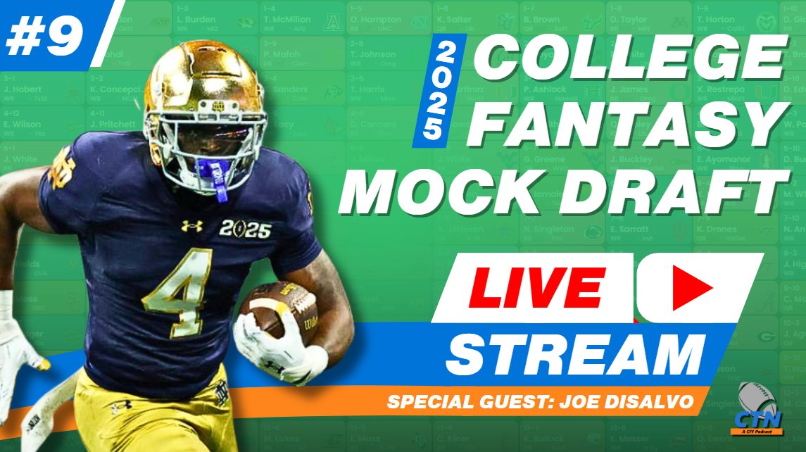 Jared Palmgren (@cff_jared) on Twitter photo Let's sneak one last draft in before the season starts!
We're back with our FINAL CFF Mock Draft Live Stream of 2025 this Sunday, August 17th at 8pm EST!
We're pleased to bring on Joe DiSalvo from <a href="/theCFFsite/">🏈theCFFsite🏈</a> to draft a 30-RD CFF draft with us and answer YOUR CFF questions!
If Let's sneak one last draft in before the season starts!
We're back with our FINAL CFF Mock Draft Live Stream of 2025 this Sunday, August 17th at 8pm EST!
We're pleased to bring on Joe DiSalvo from <a href="/theCFFsite/">🏈theCFFsite🏈</a> to draft a 30-RD CFF draft with us and answer YOUR CFF questions!
If