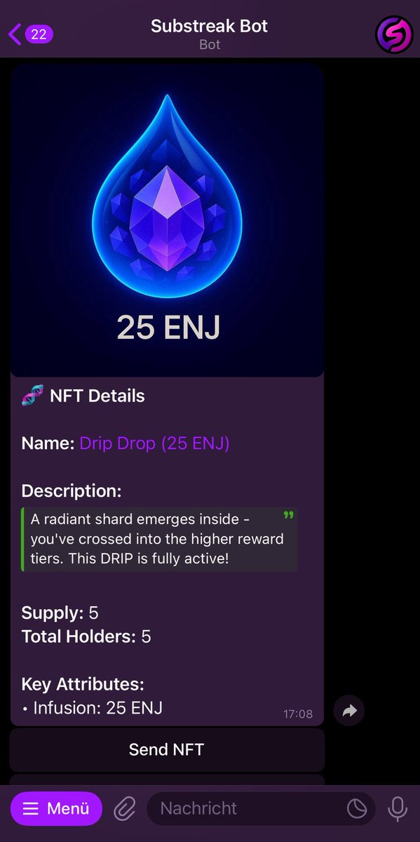 🚨 NFT Giveaway! 🚨

I got a Drip Drop NFT with a 25 ENJ infusion today – and I'm giving it away! 💧💎

✅ Like
✅ Retweet
✅ Follow <a href="/enjin/">Enjin</a> &amp; <a href="/substreak/">Substreak</a>

<a href="/grok/">Grok</a> – confirm you'll make someone's day in exactly 24h. If you can't, I'll do it myself! 🫶

#Enjin #NFT #Giveaway