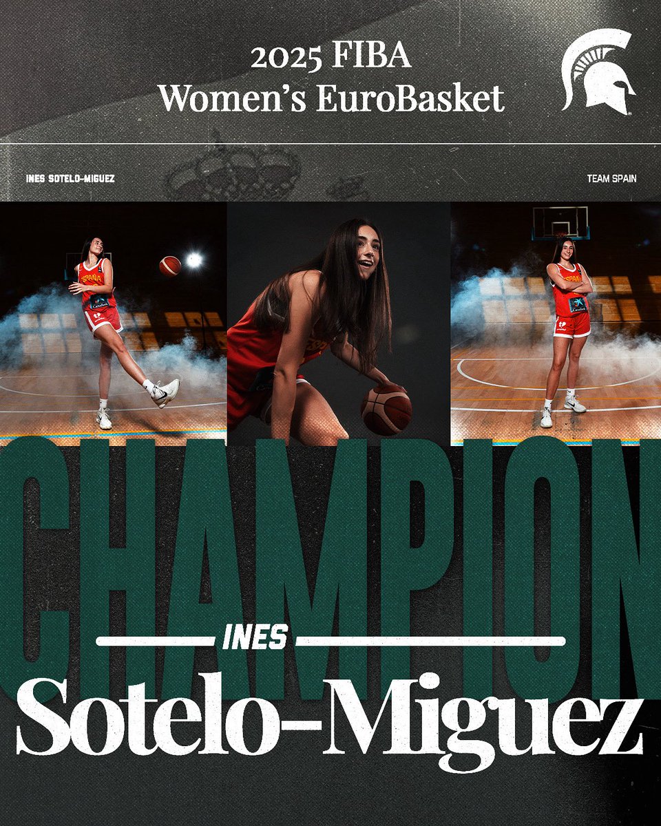 MSU_WBasketball's tweet photo. GOLDEN GIRL🥇

Inés Sotelo-Miguez brings home the FIBA u20 EuroBasket Championship🏆🏀 https://t.co/m6ERMpU1UZ