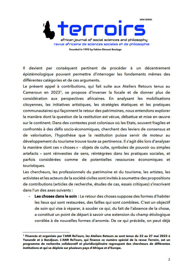 revue_terroirs's tweet photo. Appel à contributions [Terroirs - Nouvelle Série], (1)
@MuntuInstitute @muntu_media @ParfaitAkana @StellaTchuisse @NTD2132023 @quaibranly https://t.co/TrvHHl1Tkr