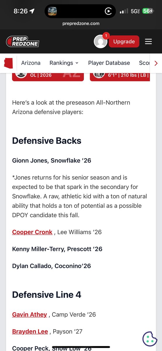 Cooper Cronk (@coopercronk4) on Twitter photo Grateful to be recognized as the top WR/TE in Northern Az and in the top group of DB’s as well in Northern Az! Thank you <a href="/N_Rock17/">Nick Rock</a> <a href="/PrepRedzoneAZ/">Prep Redzone Arizona</a> Excited to show what I can do this year! <a href="/Jlane0342/">Jason Lane</a> <a href="/realzackregan/">ZACK REGAN</a> <a href="/MohaveFBTalk/">Mohave County Football Talk</a> Grateful to be recognized as the top WR/TE in Northern Az and in the top group of DB’s as well in Northern Az! Thank you <a href="/N_Rock17/">Nick Rock</a> <a href="/PrepRedzoneAZ/">Prep Redzone Arizona</a> Excited to show what I can do this year! <a href="/Jlane0342/">Jason Lane</a> <a href="/realzackregan/">ZACK REGAN</a> <a href="/MohaveFBTalk/">Mohave County Football Talk</a>