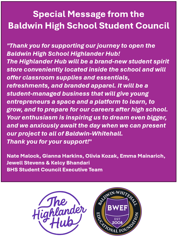 Please read this special message from BHS Student Council! 20% of event proceeds from the BWEF mini golf outing will support the new Highlander Hub! 
Become a sponsor today: bwef.weebly.com/mini-golf-outi…