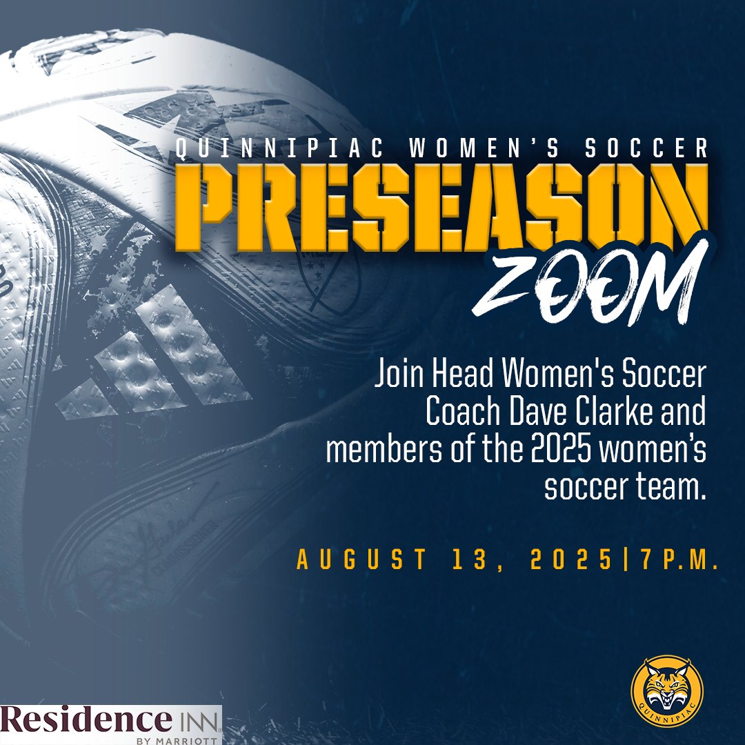 Join Head Women's Soccer Coach Dave Clarke and members of the team for our 2025 Women's Soccer Preseason Zoom presented by The Residence Inn New Haven Hamden! 

Register Here ➡️ bit.ly/3UjPOEh

#BobcatNation
