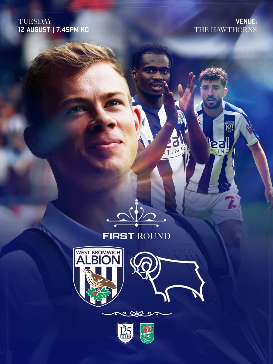 West Bromwich Albion (@wba) on Twitter photo It's <a href="/Carabao_Cup/">Carabao Cup</a> time! π
π <a href="/dcfcofficial/">Derby County</a>
ποΈ The Hawthorns
β° 7.45pm
ππ πππ ππππππ! ππ€ It's <a href="/Carabao_Cup/">Carabao Cup</a> time! π
π <a href="/dcfcofficial/">Derby County</a>
ποΈ The Hawthorns
β° 7.45pm
ππ πππ ππππππ! ππ€