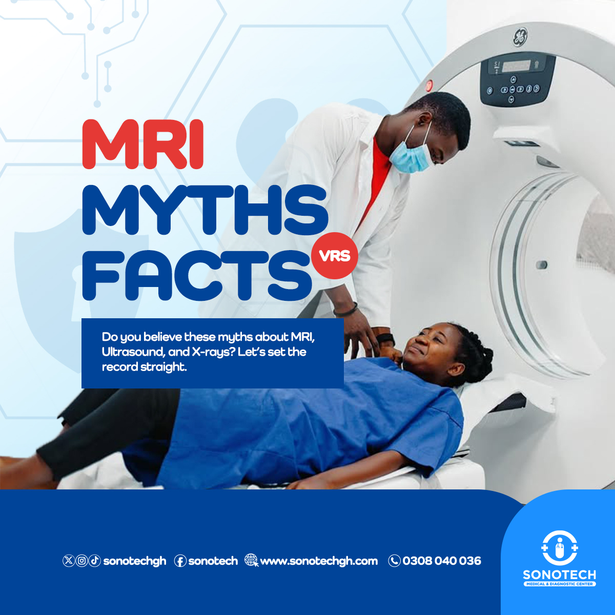 Sonotechgh's tweet photo. 💡 Happy Monday. Do you believe these myths about MRI? Let's set the record straight and get to the facts 📚
👉 Let's get informed, not misinformed🙅♂️ At Sonotech, we are committed to providing accurate and top-notch MRI services 💻.
#MRI #MythVsFact #Sonotech #MedicalImaging https://t.co/xmqfhPzDFP