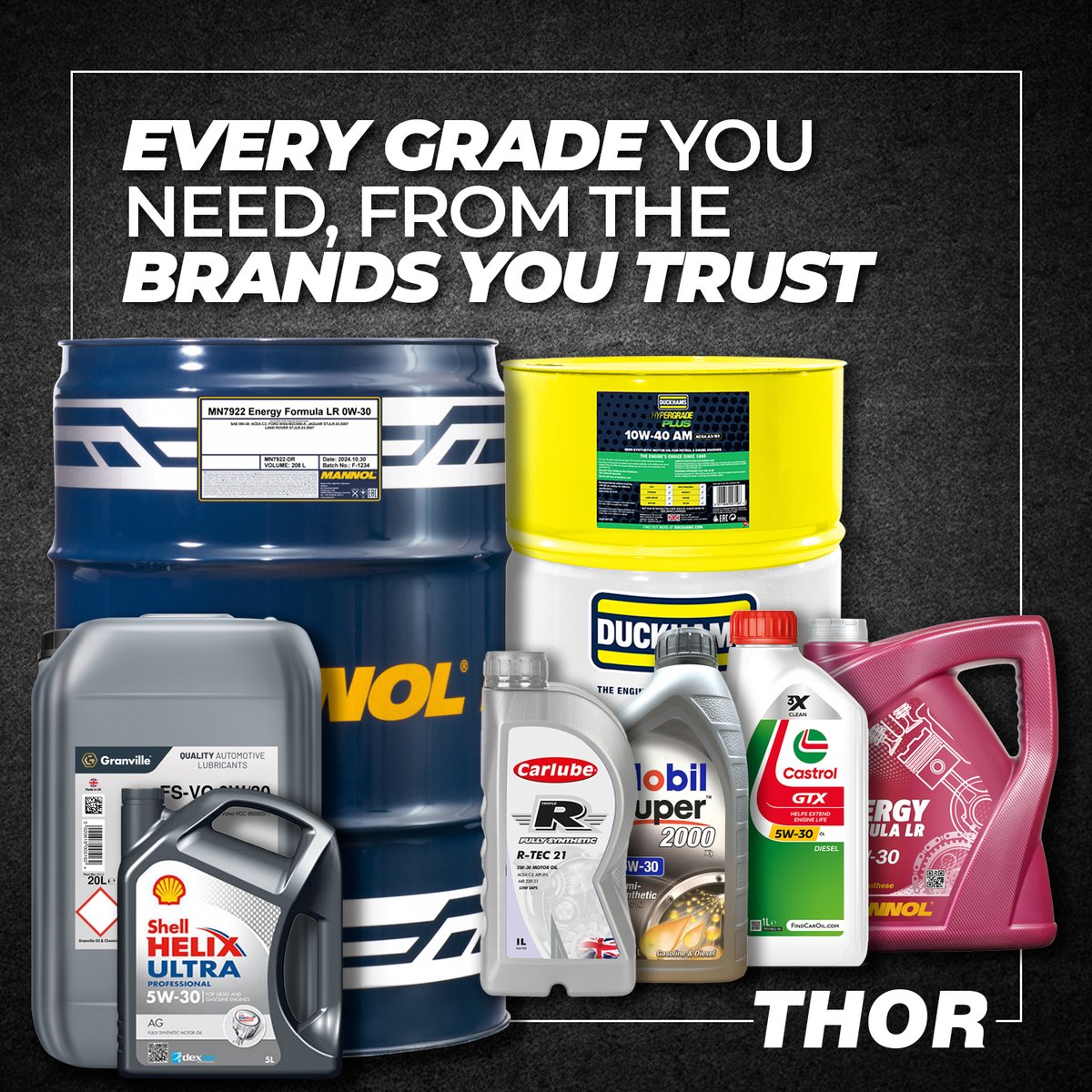 Every grade you need, from the brands you trust, Mannol, Granville, Castrol, Shell, Mobil &amp; more.
1L–200L options, fast delivery &amp; competitive trade prices.

📞 0191 417 1097 | 🌐 thoronline.co.uk

#THORPartsUK #TradeOnly #MotorFactor #CarCare #Oils
