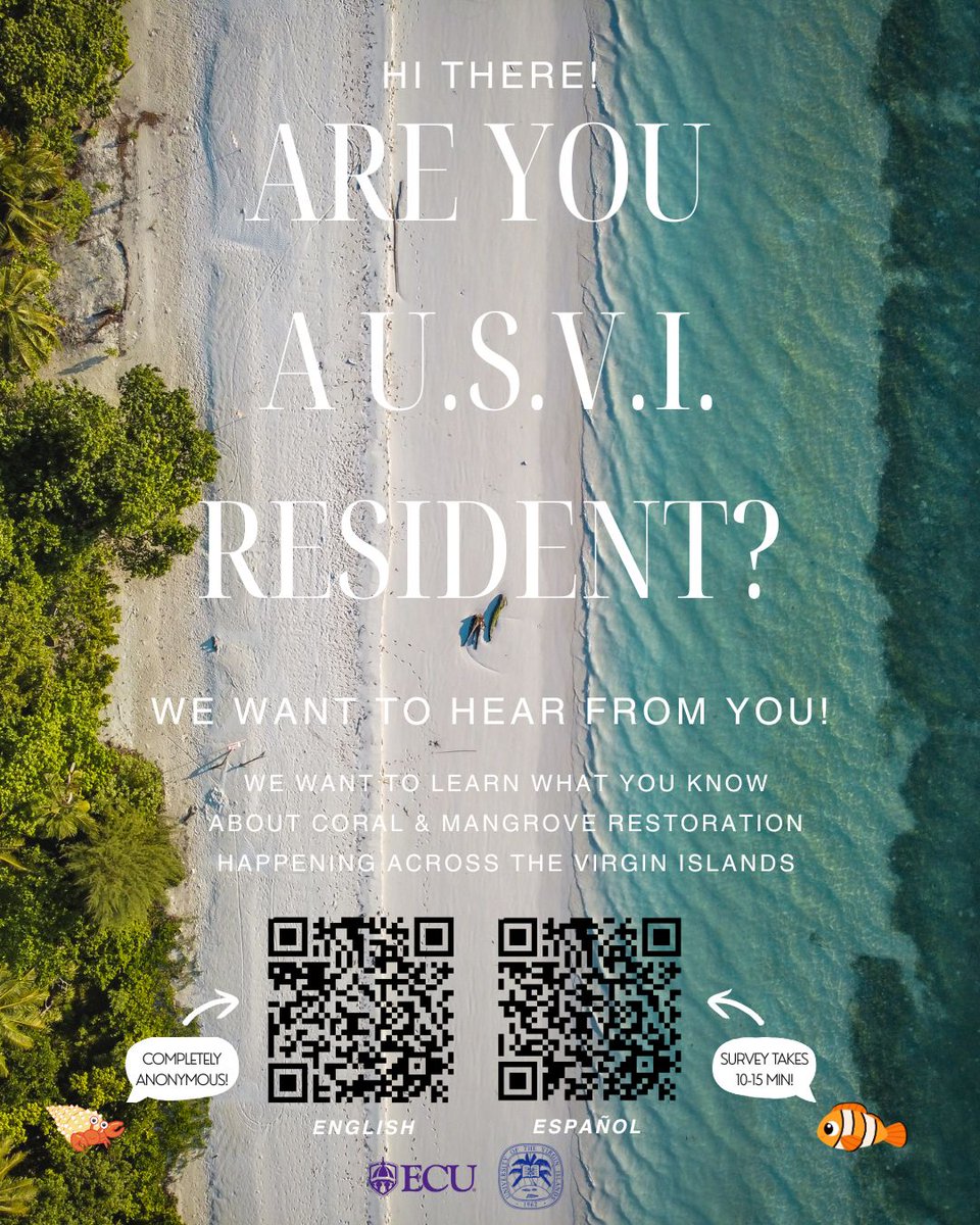 ViReef's tweet image. 🪸Scan the QR code to be directed straight to the survey or use this link! ecu.az1.qualtrics.com/jfe/form/SV_cB… 🪸Escanee el código QR para acceder directamente a la encuesta o utilice este enlace! ecu.az1.qualtrics.com/jfe/form/SV_0v… Questions/Preguntas, call/llame a Chloé Camacho (340) 626-3010🌿