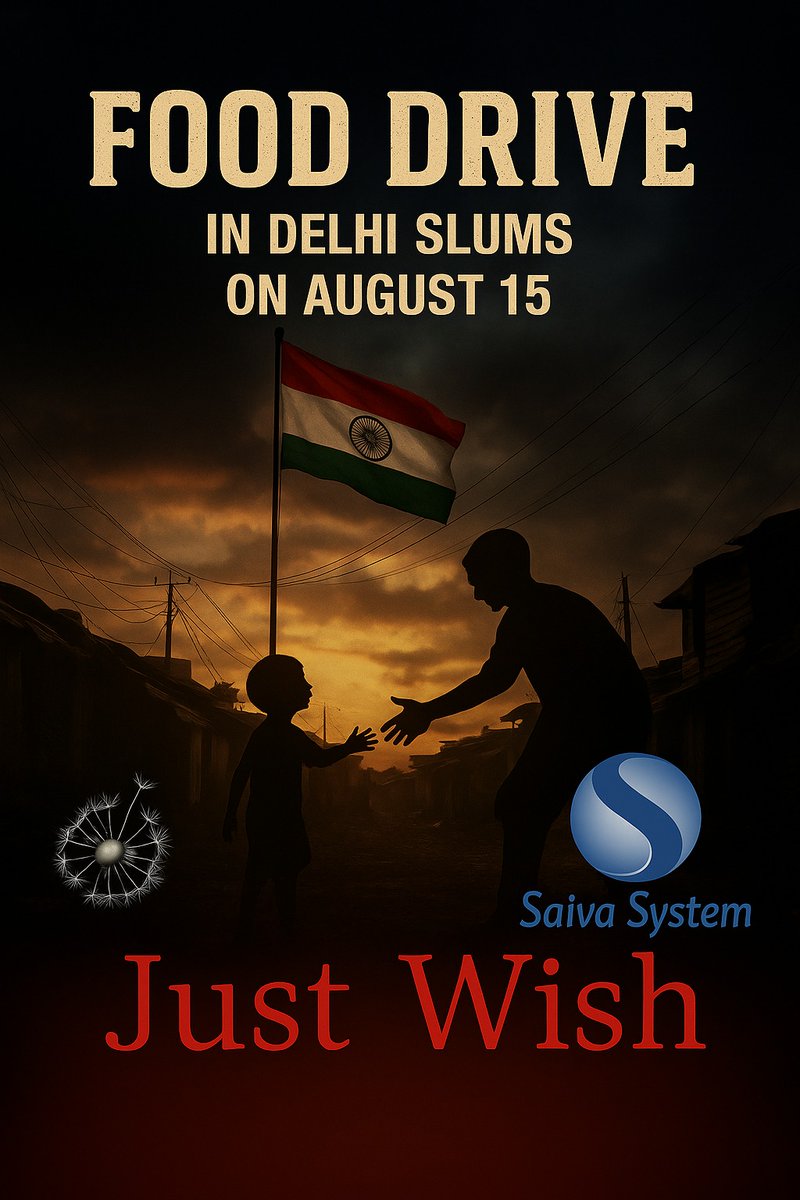 saivasystem's tweet photo. 🇮🇳 This Independence Day, let’s serve freedom on every plate.
On August 15, Saiva System joins hands with Just Wish to bring hope, food, and smiles to Delhi’s slums.
Because true independence means no one sleeps hungry.
#FoodForAll #IndependenceDayIndia #SaivaSystem #Justwish https://t.co/qE3sgWNRpo
