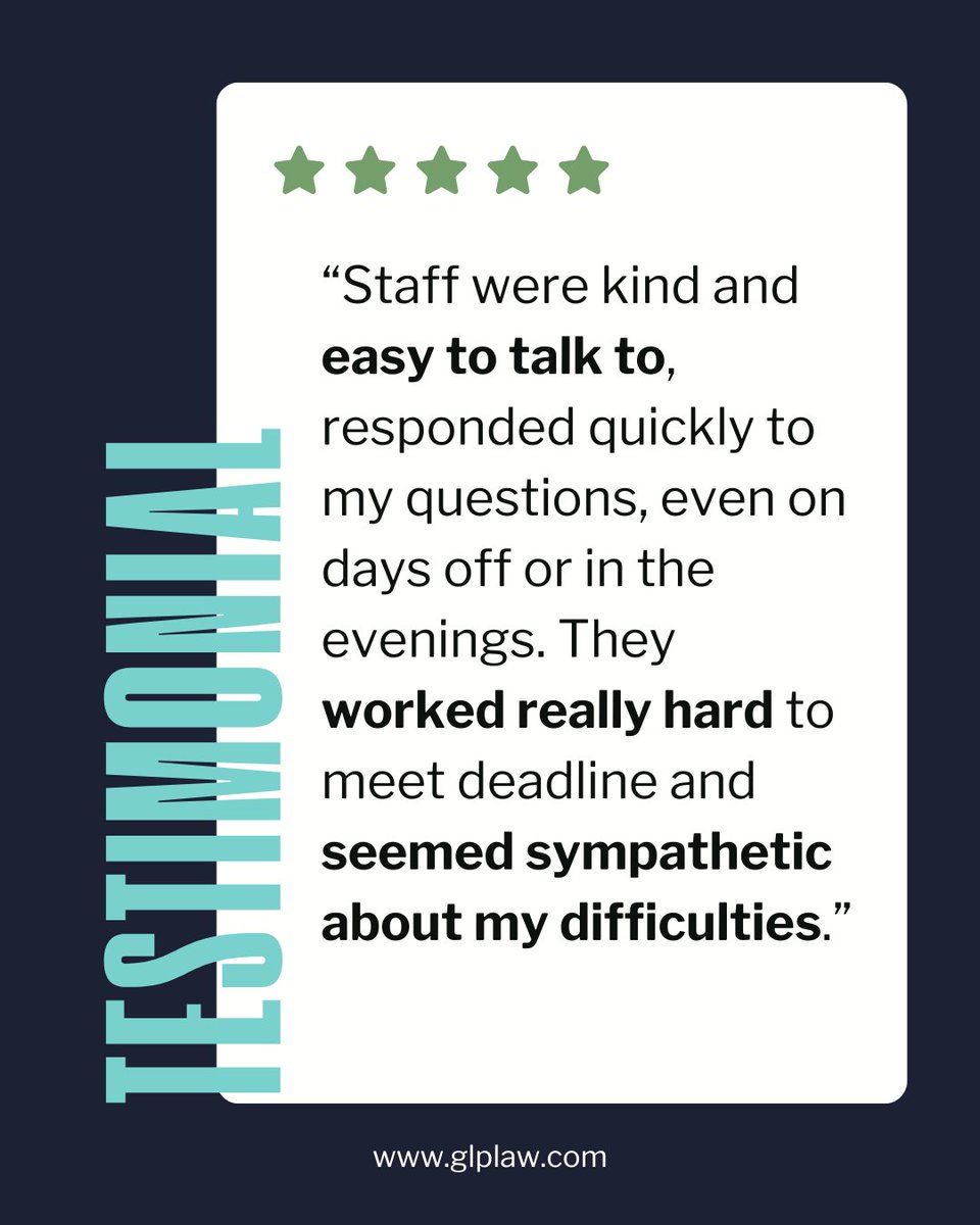 Easy to talk to ✅
Always responsive ✅
Genuinely committed to help ✅

At GLP Solicitors, we’re more than just legal experts. We listen, we work hard, and we stand by our clients, especially when it matters most.

📩glplaw.com/contact/

#Survivors #LegalExperts