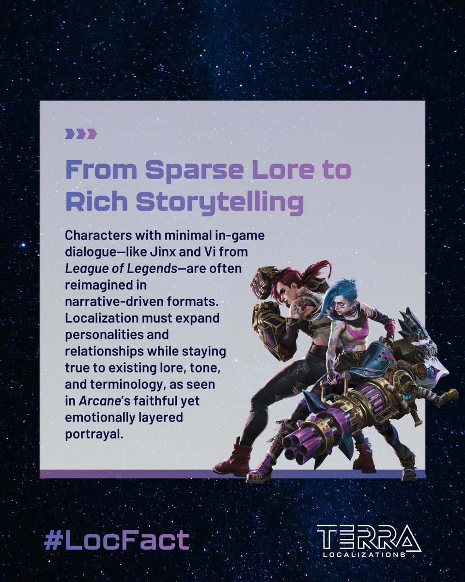 Terra_Loc's tweet photo. 🎮 #CrossMedium franchises = more reach, more fans... and more #Localization challenges.

When franchises expand across mediums, localization teams must work magic to keep the story coherent, compelling, and #CulturallyRelevant. Learn more in this #LocFact.

#Transmedia https://t.co/P1ove28L1O
