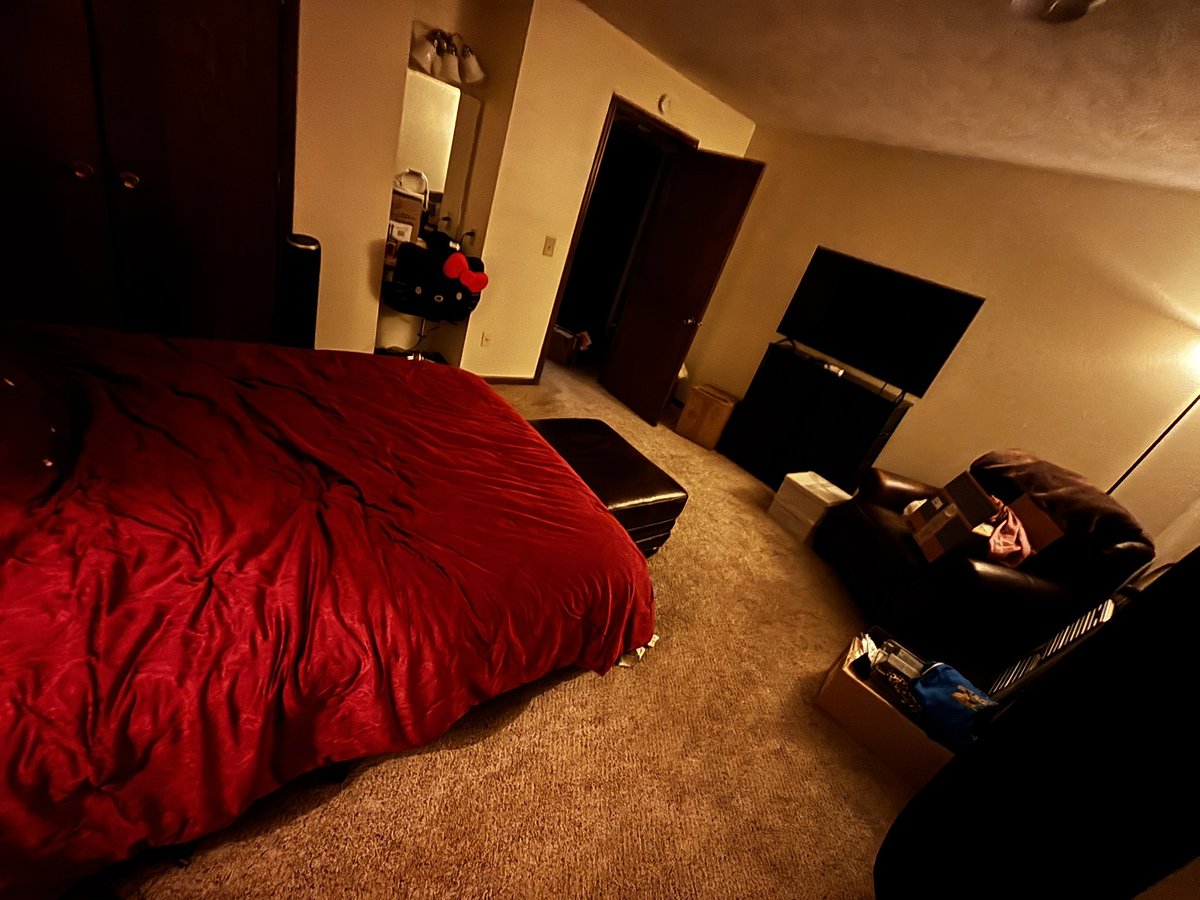 ignore the slight mess in the corners we’re obviously still trying to unpack but LOOK AT MY LIL VAMPIRE ROOM I LOVE IT :D