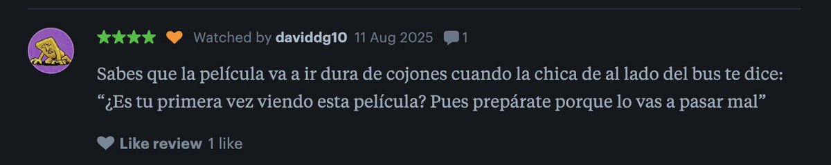 ¿Es tu primera vez? 😂😂😂 me encanta este review en <a href="/letterboxd/">Letterboxd</a>