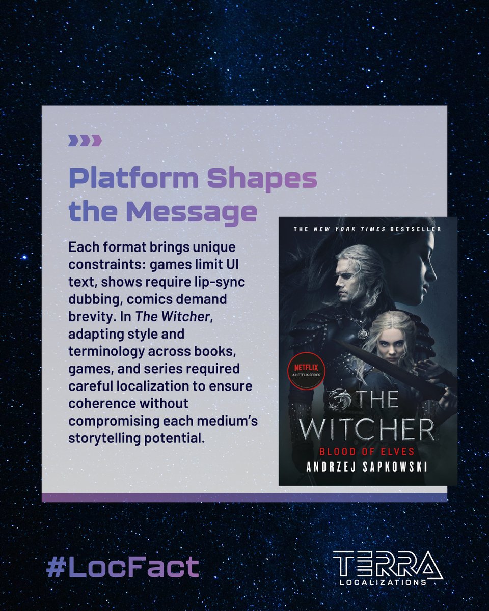 Terra_Loc's tweet photo. 🎮 #CrossMedium franchises = more reach, more fans... and more #Localization challenges.

When franchises expand across mediums, localization teams must work magic to keep the story coherent, compelling, and #CulturallyRelevant. Learn more in this #LocFact.

#Transmedia https://t.co/P1ove28L1O