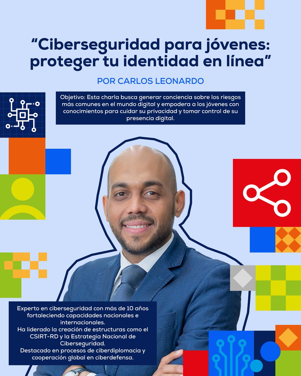 IndotelRD's tweet image. Conoce a nuestros speakers #TEDTalks de #JuventudConectada 💬 

Te hablarán de lo que nadie más te dice sobre desinformación 🧠, ciberseguridad 🔐 y las habilidades del futuro 💼. 

¡Prepárate para escuchar lo que cambiará tu perspectiva! 🔥👀 

#JuventudConectada #INDOTELRD