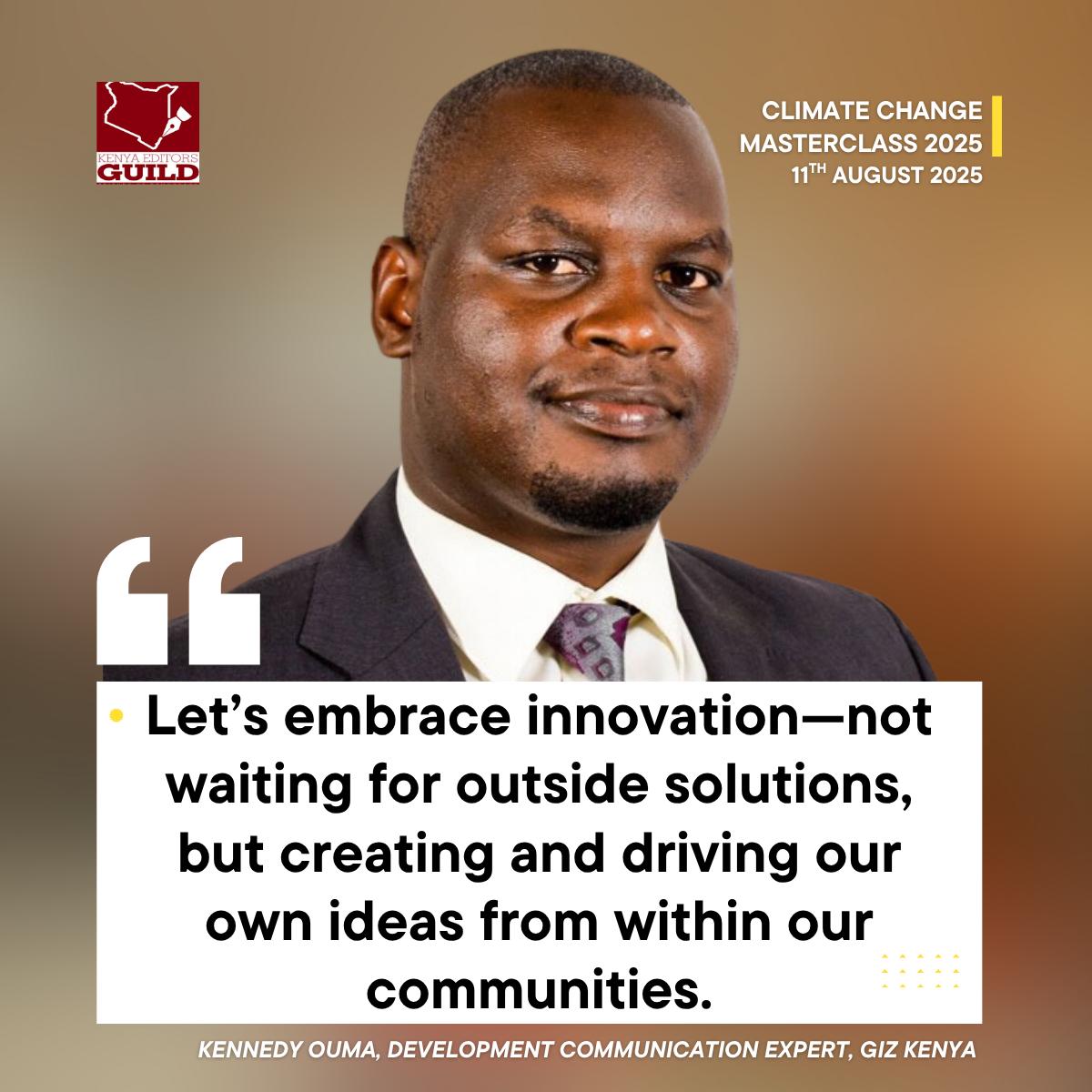 KenyaEditors's tweet photo. Kennedy Ouma, Development Communication Expert @giz_gmbh Kenya, urges climate change actors to harness creativity in developing innovative solutions for mitigation and adaptation.
#ClimateChangeReporting
#CCMasterClass https://t.co/BWU5RaDq3o