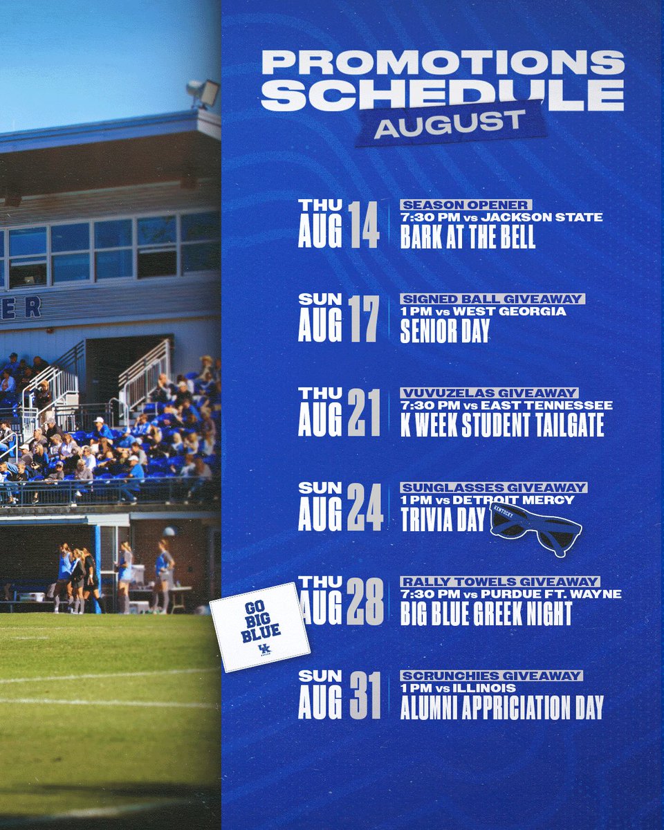 The Bell: the place to be all months long 😻🔔

We’ve got a full slate of soccer, promotions, and giveaways happening all week—and month—at The Bell! Swipe to check out all the happenings! 

#WeAreUK | #RingTheBell