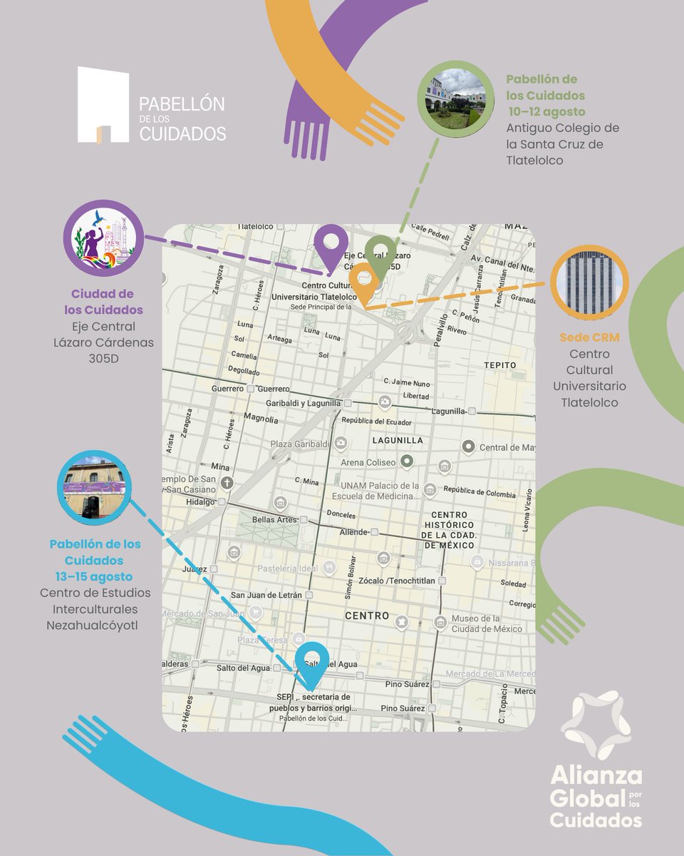 Global Alliance for Care (@galliancecare) on Twitter photo 📍 El #PabellondelosCuidados tendrá dos sedes, con una entrada libre y gratuita
10–12/08→ Antiguo Colegio de la Santa Cruz
13–15/08 → <a href="/SEPICDMX/">SEPI CDMX / Pueblos-Barrios-Comunidades Indígenas</a> C/Nezahualcóyotl 29
🚍 Transporte entre sedes del 13 al 15 de agosto y la #CiudaddelosCuidados
🟣 #XVIConferenciaMujerALC 📍 El #PabellondelosCuidados tendrá dos sedes, con una entrada libre y gratuita
10–12/08→ Antiguo Colegio de la Santa Cruz
13–15/08 → <a href="/SEPICDMX/">SEPI CDMX / Pueblos-Barrios-Comunidades Indígenas</a> C/Nezahualcóyotl 29
🚍 Transporte entre sedes del 13 al 15 de agosto y la #CiudaddelosCuidados
🟣 #XVIConferenciaMujerALC