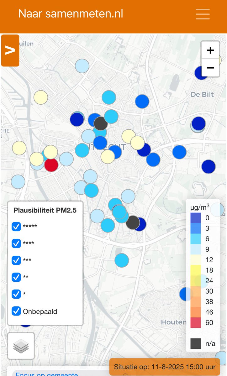Nav het <a href="/rivm/">RIVM</a> #hitteplan and #ozon en #smog waarschuwing, staan de <a href="/MilieuUtrecht/">Milieucentrum Utrecht</a> #meetkastjes weer in een de aandacht: in welke wijken #hittestress en waar vinden we meer #koeling, gezondere lucht en CO2-opslag? Nog veel blauw, wel meer geel. Let’s see tomorrow <a href="/waag/">Waag Futurelab</a> <a href="/UniUtrecht/">Utrecht University</a>
