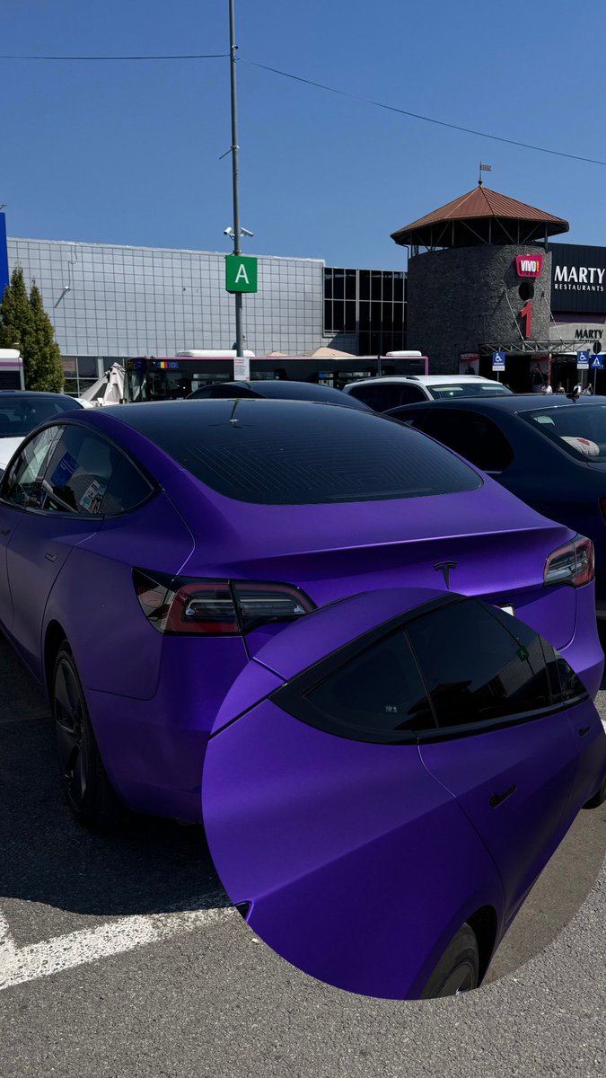 GoTatianaGo's tweet photo. Tesla in Romania, but look how beautiful colour 💜 @elonmusk had amazing idea created this car. 
@teslaeurope @teslaenergy #teslainromania #tesla https://t.co/fsoQSCmtdy