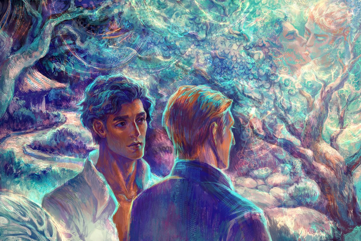 cloudshores's tweet photo. Hux and Dameron beholding the wonders shown to them by the great Uneti tree (grown majestic and strong from the lil' sapling Luke Skywalker gifted to Poe's parents on Yavin 4)💚💙

#gingerpilot #starwars https://t.co/rSMYSOHGw2