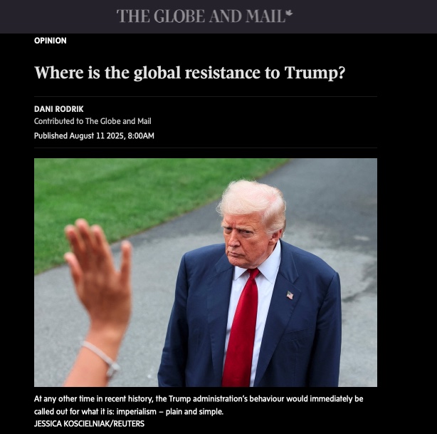 "Imperialism must always be challenged – not accommodated – and that requires both power and purpose. It would defy political logic and the laws of economic gravity if a country controlling only 15% of the world economy could dictate the rules of the game" theglobeandmail.com/opinion/articl…