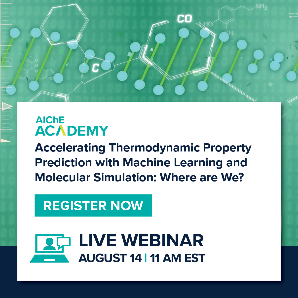 ChEnected's tweet image. Gain practical insights into building reliable machine learning models for thermophysical properties 💡. Join DIPPR’s free webinar on Aug. 14 and stay ahead of the curve. Don’t miss out! Register now: bit.ly/3FY4K7o #MaterialsScience #MLinChemE #ProcessDesign