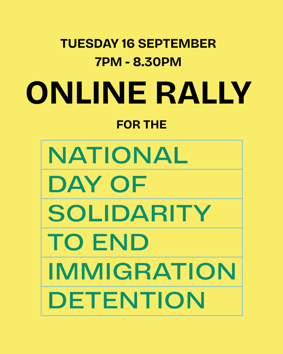 Join the Online Rally to End Immigration Detention, 16 September. 

We will come together to prepare for the National Day of Solidarity on 18 October. This will be a vital space to connect and mobilise for the nationwide actions to follow. 

Register ⬇️

righttoremain.org.uk/join-the-natio…