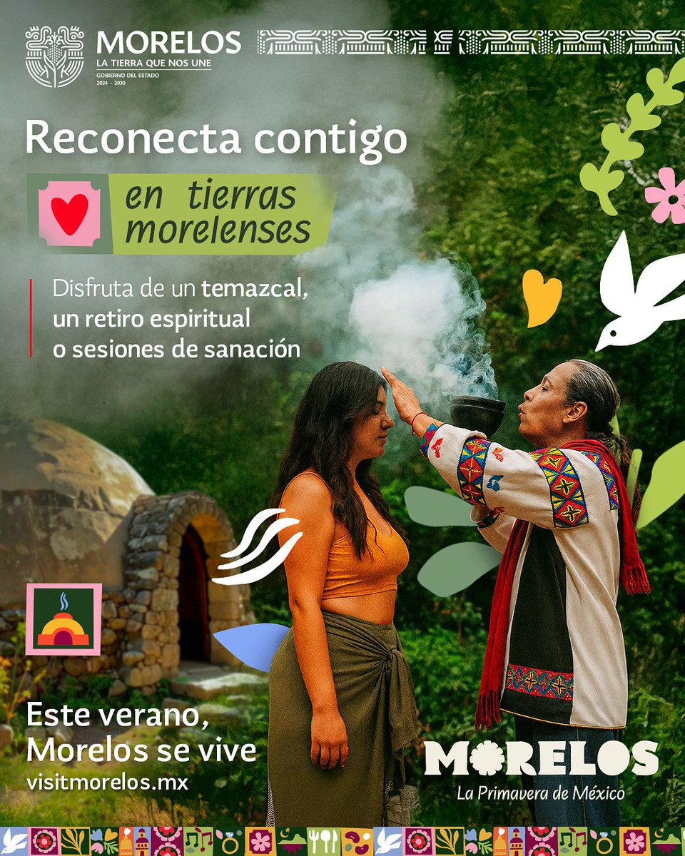 🌿 Renueva cuerpo, mente y espíritu en #Morelos con temazcales, retiros y sanación.
✨ ¡Este verano, #MorelosSeVive!

#LaTierraQueNosUne #TurismoDeBienestar #LaPrimaveraDeMéxico