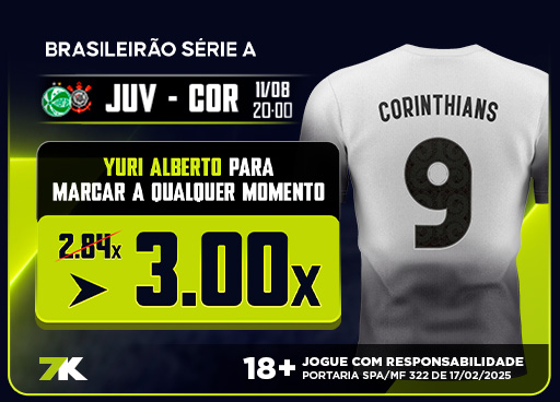 ⚽ Brasileirão Série A – Juventude x Corinthians

📅 11/08 – 20h
🔥 Yuri Alberto para marcar a qualquer momento

💥 Odd turbinada: de 2.84x 👉 3.00x
🎯 7k.bet.br/sports?bscode=…

🔞 Aposta não é investimento. Jogue com responsabilidade.
Portaria SPA/MF 322 de 17/02/2025