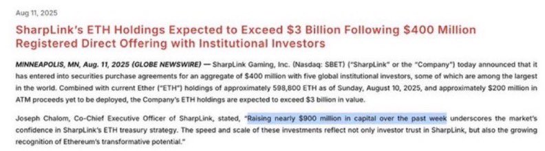 CryptoHamle's tweet photo. 🚨 SON DAKİKA: 🚨

SHARPLINK DAHA FAZLASINI SATIN ALMAK İÇİN 900.000.000 $ TOPLADIĞINI DUYURDU $ETH .

#ETH #Crypto #Blockchain #CryptoNews #investing #WorldNews https://t.co/BlSOKuoOSg