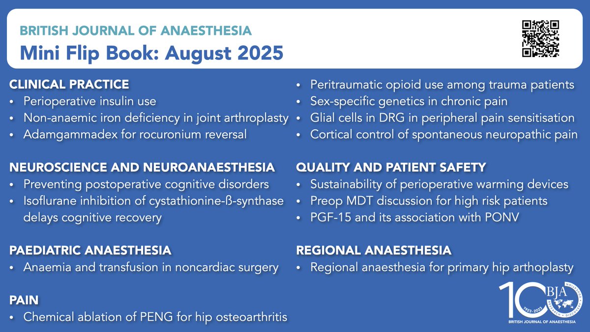 BJAJournals's tweet photo. Check out the August issue of the #miniflipbook. Articles on: #insulin # irondeficiency #adamgammadex #isoflurane #anaemia #PENGblock #opioids #pain #neuropatheticpain #PGF-15 #regioanlanaesthesia https://t.co/PHRdQtbaux https://t.co/cAB7FOJaZl