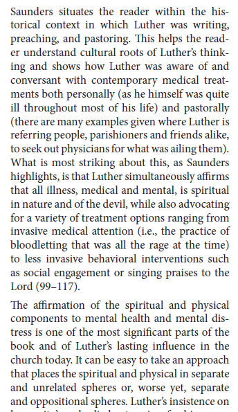 Here's a snippet of a review by <a href="/Alex_R_Wendel/">Alex R. Wendel</a> on the book "Martin Luther on Mental Health: Practical Advice for Christians Today" published by <a href="/ConcordiaPub/">Concordia Publishing House</a>. Read the full review in Seelsorger 10. A link to purchase Seelsorger 10 is in the replies below.