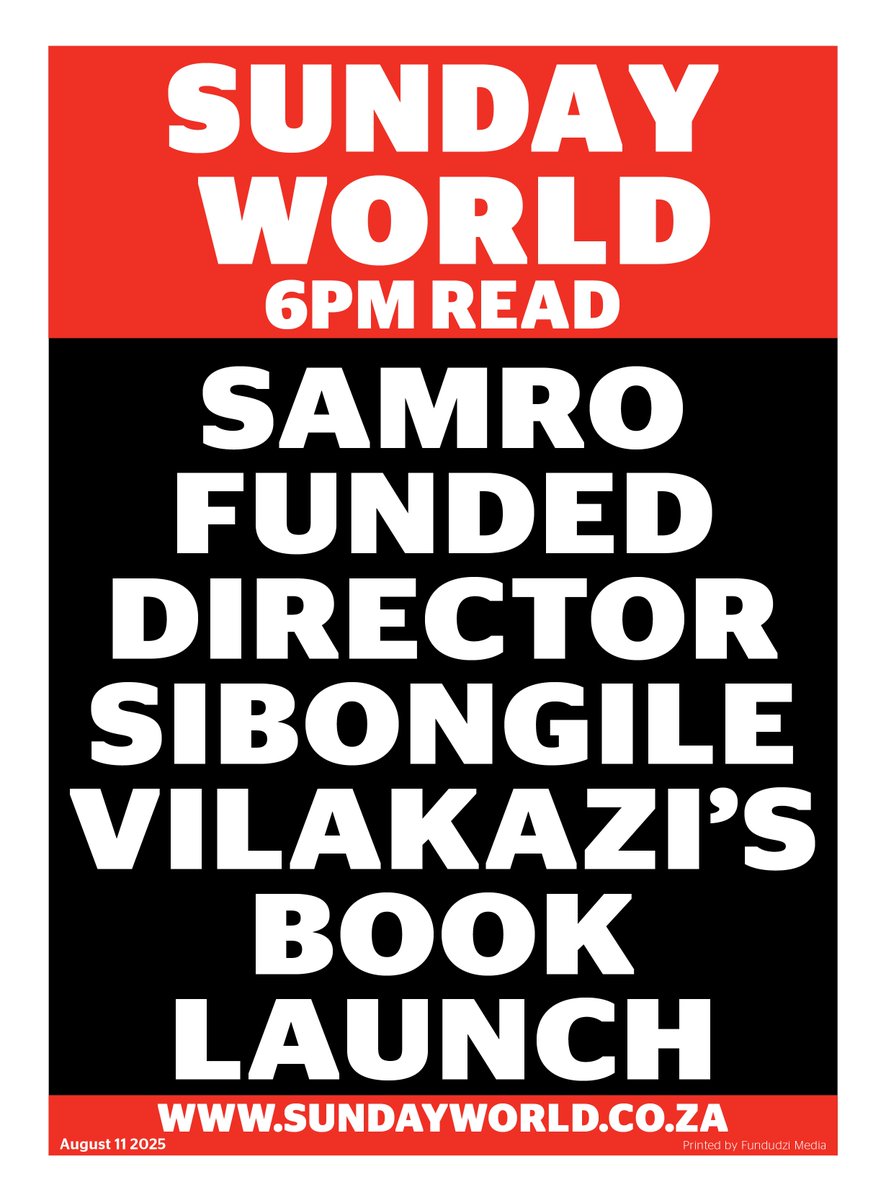 #SundayWorldZA | ‘Samro funded director Sibongile Vilakazi’s book launch’ 

📰 Story publishing at 18:00.