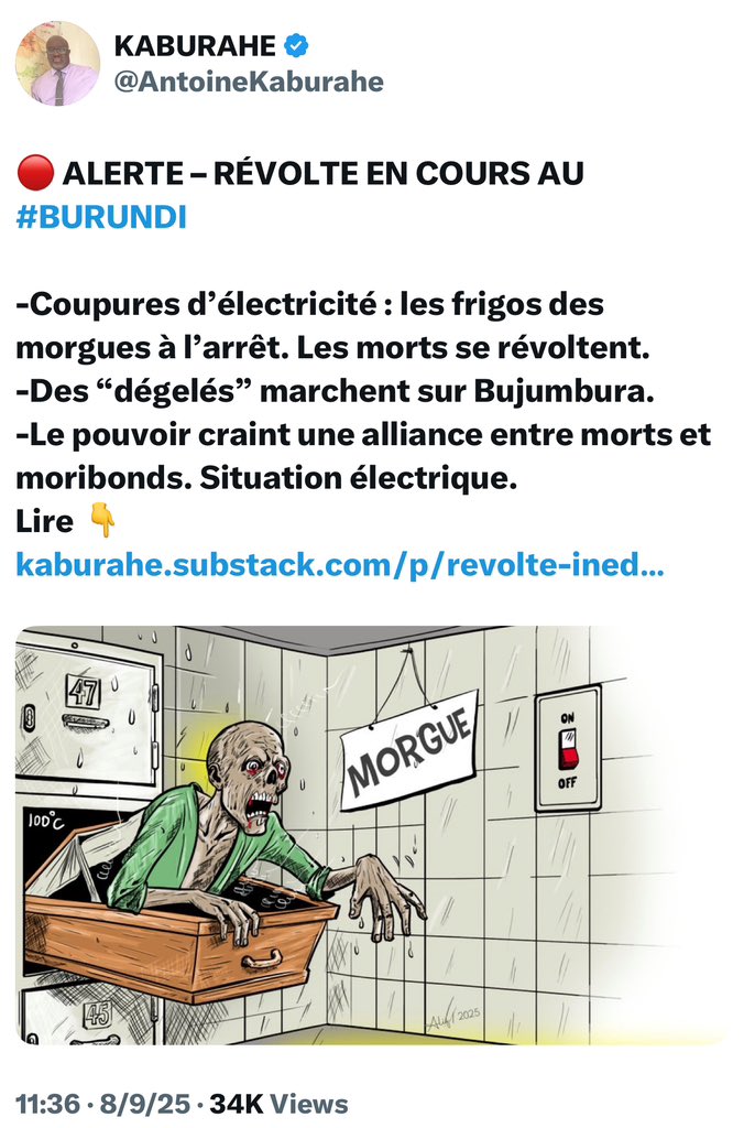 En quelques jours à peine, <a href="/AntoineKaburahe/">KABURAHE</a> et son journal <a href="/iwacuinfo/">IWACU Burundi</a> ont rivalisé en multipliant des contenus révélant une stratégie de manipulation bien rodée.

Le 8 août, Iwacu affirme qu’à l’hôpital Prince Régent Charles, la chambre froide est hors service faute de courant,