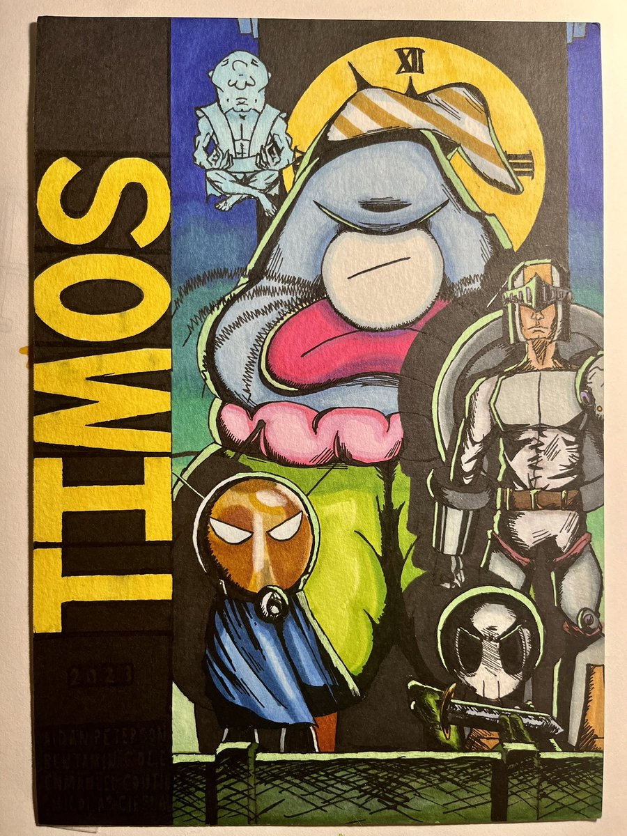 timoscomic's tweet photo. These are all the panels created so far for TIMO's comic. Twelve more finished cover pages are expected in the future. (These are discarded covers.) #Timoscomics #comic #art #groupproject #traditionalart #progress https://t.co/M7pxrsQeSI