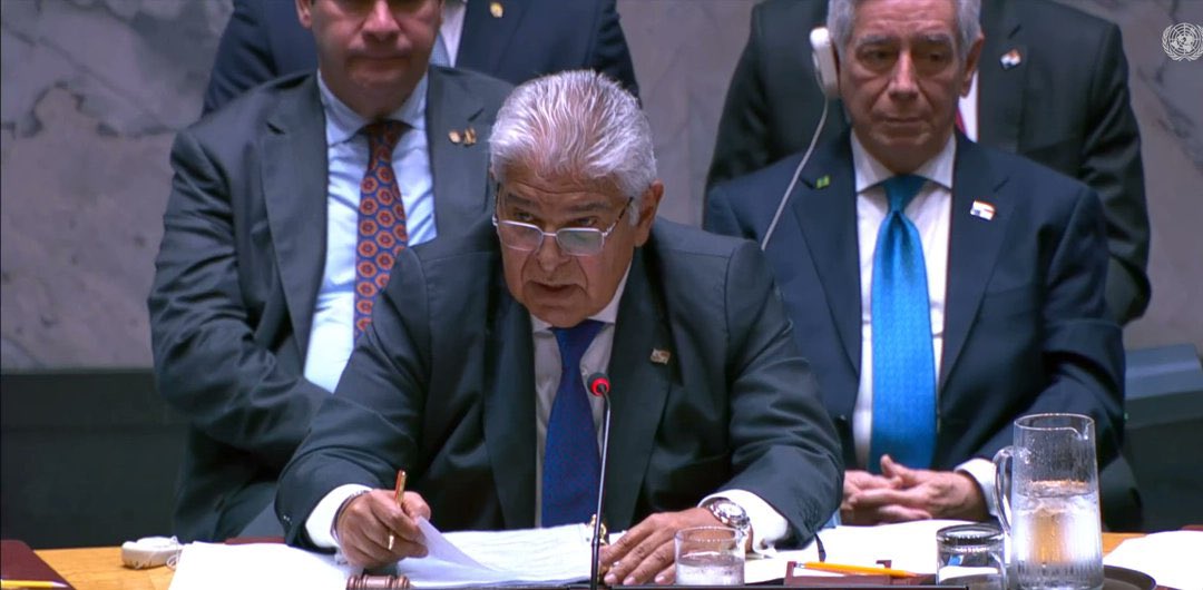 AnconNews's tweet photo. El Presidente José Raúl Mulino lideró este lunes la sesión del Consejo de Seguridad de las Naciones Unidas donde se abordó el tema de la seguridad marítima internacional. Panamá preside temporalmente el Consejo de Seguridad de la ONU desde el pasado 1 de agosto. https://t.co/GUWYIrMdhY