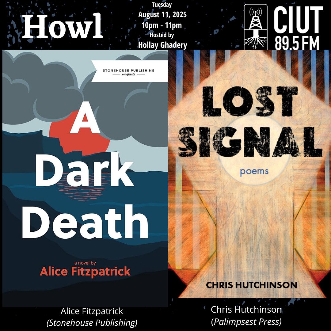HOWL (@howl895fm) on Twitter photo TOMORROW NIGHT! <a href="/CIUT895FM/">CIUT 89.5 FM</a> 10pm - 11pm host <a href="/Hollay2/">Hollay Ghadery (she/her)</a> talks to <a href="/alicefitzp/">Alice Fitzpatrick</a> “A Dark Death” <a href="/stonehousepbl/">StonehousePublishing</a> & Chris Hutchinson “Lost Signal” <a href="/PalimpsestP/">PalimpsestPublishers</a> TUNE IN TOMORROW NIGHT! TOMORROW NIGHT! <a href="/CIUT895FM/">CIUT 89.5 FM</a> 10pm - 11pm host <a href="/Hollay2/">Hollay Ghadery (she/her)</a> talks to <a href="/alicefitzp/">Alice Fitzpatrick</a> “A Dark Death” <a href="/stonehousepbl/">StonehousePublishing</a> & Chris Hutchinson “Lost Signal” <a href="/PalimpsestP/">PalimpsestPublishers</a> TUNE IN TOMORROW NIGHT!