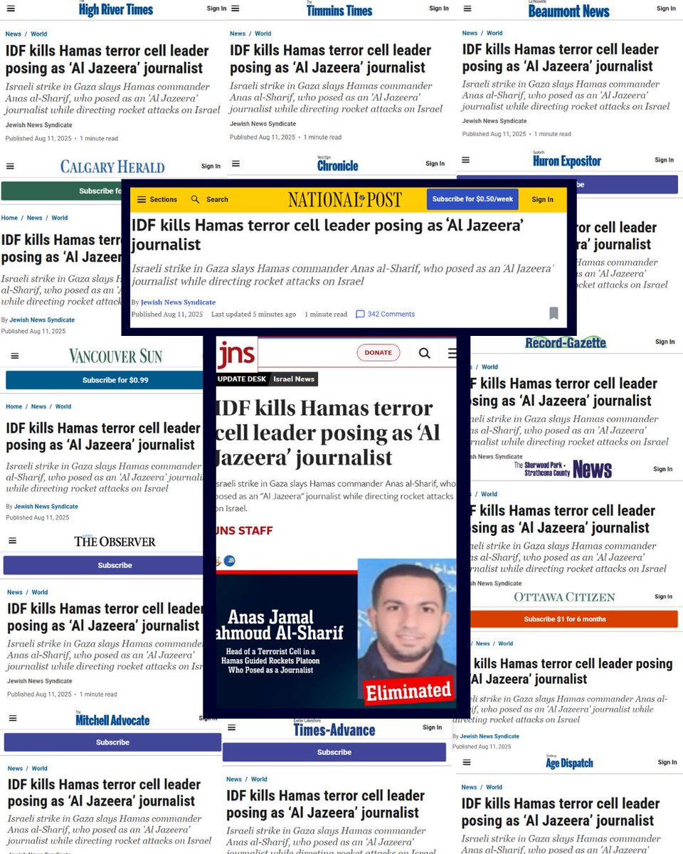 Jason Toney (@jasontoney_) on Twitter photo This is what propaganda looks like.
This deceptive article by <a href="/JNS_org/">Jewish News Syndicate</a> — functionally a far-right mouthpiece for Israeli military — was published by <a href="/nationalpost/">National Post</a> and numerous Postmedia-owned papers around the country. This is what propaganda looks like.
This deceptive article by <a href="/JNS_org/">Jewish News Syndicate</a> — functionally a far-right mouthpiece for Israeli military — was published by <a href="/nationalpost/">National Post</a> and numerous Postmedia-owned papers around the country.