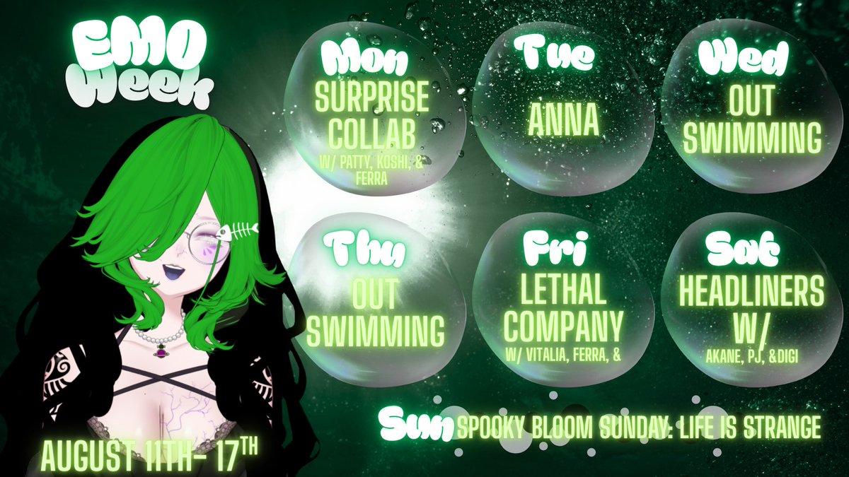 New Schedule! Also introducing the Goth Model!!!! Lets have a fun, dark, and twisted time! Ill catch you all on in the dark waters of the next tide!!! 🖤🪼🖤